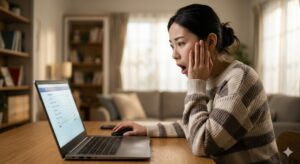 LCCの予約画面で支払手数料や施設使用料の追加料金に驚く女性